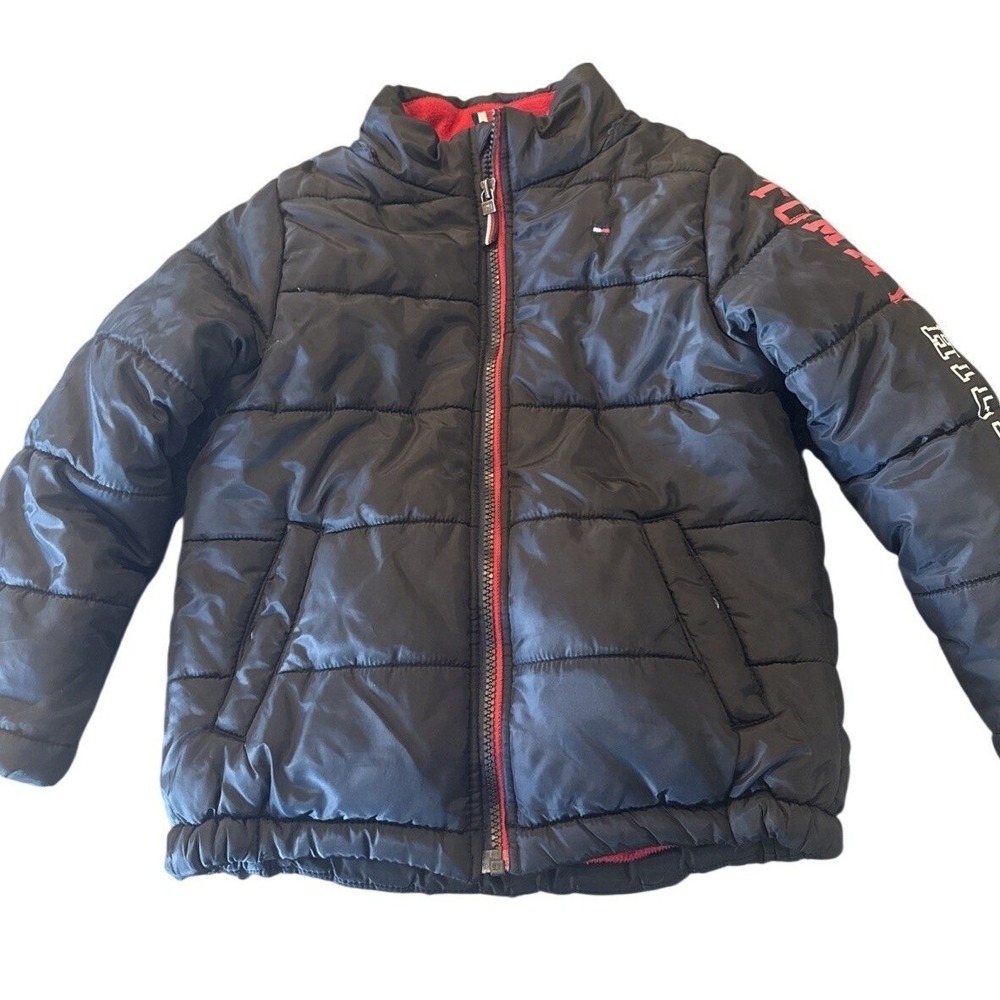Tommy Hilfiger Puffer Jacket Coat Boys Size‎ 5 Black & Red NO HOOD